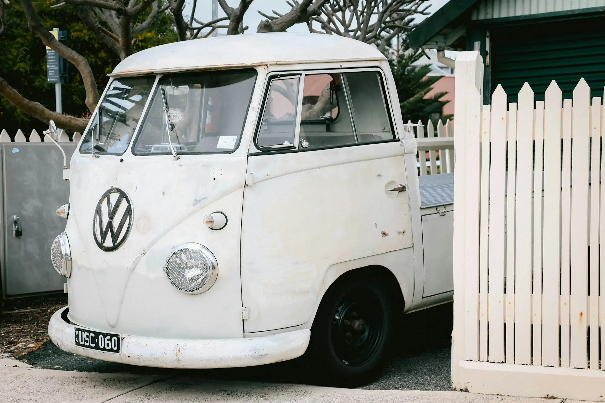 Vintage food van parked outside a house in Fremantle